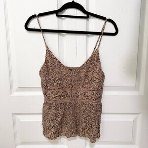 Women Trixxi Animal Print Flare Out Strappy Cami Top in Brown Size Medium